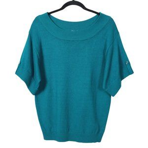 Laura Teal Short Sleeve Knit Blouse